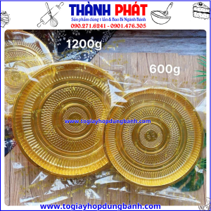 Khay tròn vàng đựng bánh trung thu 1,2kg -Túi Hàn miệng đựng bánh trung thu 1200g -Khay đựng bánh dẻo 1,2kg