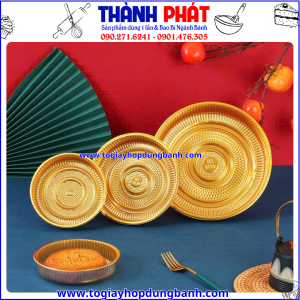 Khay tròn vàng đựng bánh trung thu 300g- Khay vàng bánh trung thu- Túi hàn miệng bánh trung thu- Khay vàng tròn đựng bánh trung thu 300g