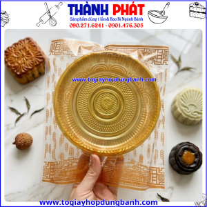 Khay tròn vàng đựng bánh trung thu 500g-600g -Khay vàng tròn đựng bánh trung thu 500g-600g -Túi Hàn miệng đựng bánh trung thu 500g-600g