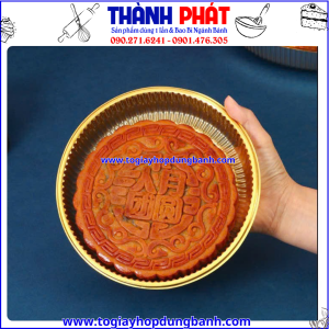 Khay tròn vàng đựng bánh trung thu 500g-600g -Set bao bì trung thu cao cấp -Túi Hàn miệng đựng bánh trung thu 500g-600g