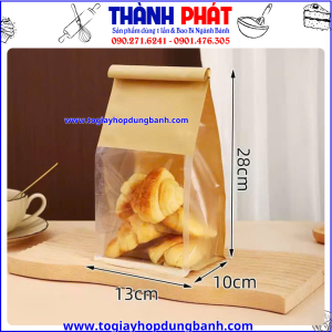Túi gấp mí nhỏ- Túi giấy gấp mí 13x10x28cm- Túi đựng bánh mì hoa cúc- Túi giấy đựng bánh ngọt- Túi giấy sandwich- Túi giấy bakery- Túi giấy có cửa sổ