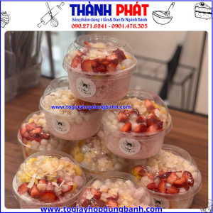 Hộp W117-12 nắp cầu- Hộp nhựa đựng bánh mousse- Hộp đựng dessert trong suốt- Hộp đựng tiramisu- Hộp đựng trái cây cắt sẵn
