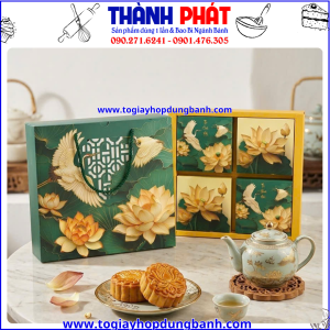 Hộp Mộc Liên 4 bánh-Hộp đựng bánh trung thu 150g-250g- Hộp bánh trung thu cao cấp- Hộp đựng 4 bánh trung thu- Hộp quà trung thu đẹp