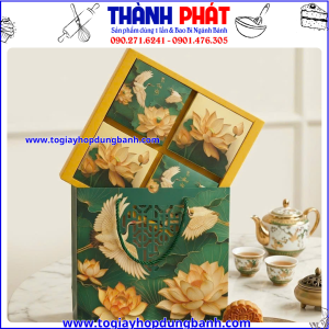 Hộp Mộc Liên 4 bánh-Hộp đựng bánh trung thu 150g-250g- Hộp bánh trung thu cao cấp- Hộp đựng 4 bánh trung thu- Hộp quà trung thu đẹp