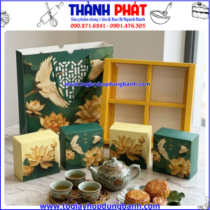 Hộp Mộc Liên 4 bánh-Hộp đựng bánh trung thu 150g-250g- Hộp bánh trung thu cao cấp- Hộp đựng 4 bánh trung thu- Hộp quà trung thu đẹp