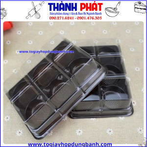Hộp FG335- Hộp nhựa FG335- Hộp đựng bánh trung thu 6 ngăn- Hộp bánh 6 ngăn, hộp đế đen 6 ngăn