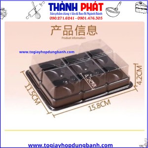 Hộp FG335- Hộp nhựa FG335- Hộp đựng bánh trung thu 6 ngăn- Hộp bánh 6 ngăn, hộp đế đen 6 ngăn