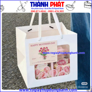 Hộp 4 ngăn tulip nắp mica - Hộp giấy 4 ngăn hoa tulip đựng bánh làm quà 20/10 - 20/11 - Hộp 4 ngăn hình hoa tulip dễ thương - Hộp giấy 4 ngăn đựng bánh ngọt tặng người yêu - Hộp quà Valentine đẹp - Quà 8/3 xinh cho Mẹ