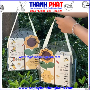 Túi mica đựng quà Best Wisher - Túi đựng quà 20/10 xinh đẹp - Túi đựng hoa quà tặng - Túi mica có quai xách đựng bánh ngọt dễ thương.