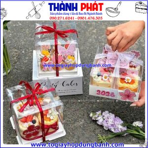 Hộp bánh kem mica 15x15x15cm - Hộp bánh sinh Nhật mica trong suốt - Hộp mica đựng hộp thiếc tim - Hộp mica trong suốt đựng set bánh mix vị - Hộp đựng bánh kem tặng 20/10, 20/11