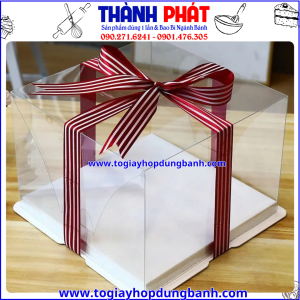Hộp vuông 2 chi tiết 1 tầng 21.5cm x 21.5cm x 18cm - Hộp đựng bánh kem sinh nhật - Hộp vuông 2 chi tiết 1 tầng đựng quà tặng - Hộp vuông trong suốt đựng gấu và hoa quà tặng
