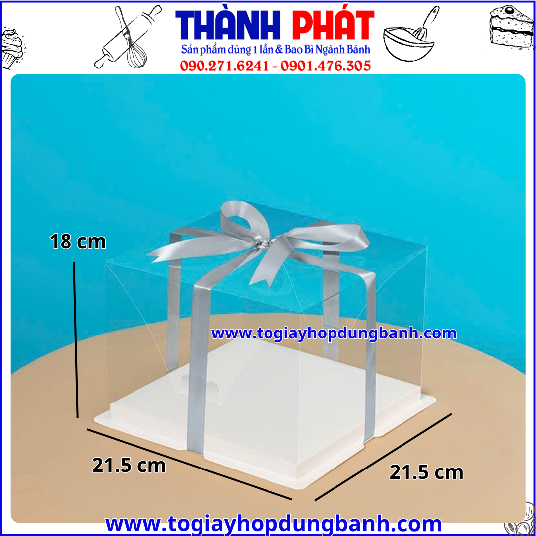 Hộp vuông 2 chi tiết 1 tầng 21.5cm x 21.5cm x 18cm - Hộp đựng bánh kem sinh nhật - Hộp vuông 2 chi tiết 1 tầng đựng set bánh mix vị quà tặng - Hộp vuông trong suốt đựng gấu và hoa quà tặng Hộp vuông 2 chi tiết 1 tầng 21.5cm x 21.5cm x 18cm - Hộp đựng bánh kem sinh nhật - Hộp vuông 2 chi tiết 1 tầng đựng set bánh mix vị quà tặng - Hộp vuông trong suốt đựng gấu và hoa quà tặng