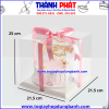 Hộp vuông 2 chi tiết 2 tầng - Hộp đựng bánh kem sinh nhật - Hộp vuông 2 chi tiết 2 tầng đựng set bánh mousse mix vị- Hộp vuông trong suốt đựng gấu và hoa làm quà.