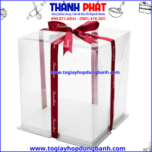 Hộp vuông 2 chi tiết 3 tầng 21.5cm x 21.5cm x 31cm - Hộp vuông trong suốt đựng bánh kem sinh nhật - Hộp vuông 2 chi tiết 3 tầng đựng set trái cây- Hộp vuông trong suốt đựng gấu và hoa làm quà 20/10