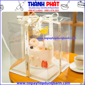 Hộp vuông 2 chi tiết 3 tầng 21.5cm x 21.5cm x 31cm - Hộp vuông trong suốt đựng bánh kem sinh nhật - Hộp vuông 2 chi tiết 3 tầng đựng set trái cây- Hộp vuông trong suốt đựng set quà Tết, các dịp lễ.