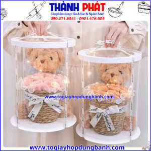 Hộp trụ 3 chi tiết 4 tầng - hộp trụ 4 tầng nắp trong - hộp mica trụ tròn - hộp trụ đựng bánh kem - hộp quà Tết sang trọng